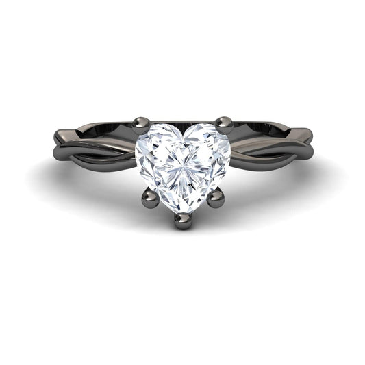 White Diamond Twisted Shank Solitaire Engagement Ring - Yanlin
