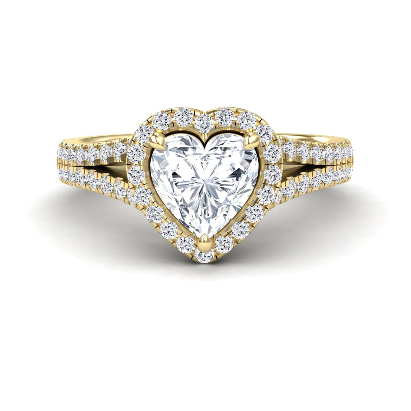 White Diamond Split Pave Shank Halo Engagement Ring - Zelin