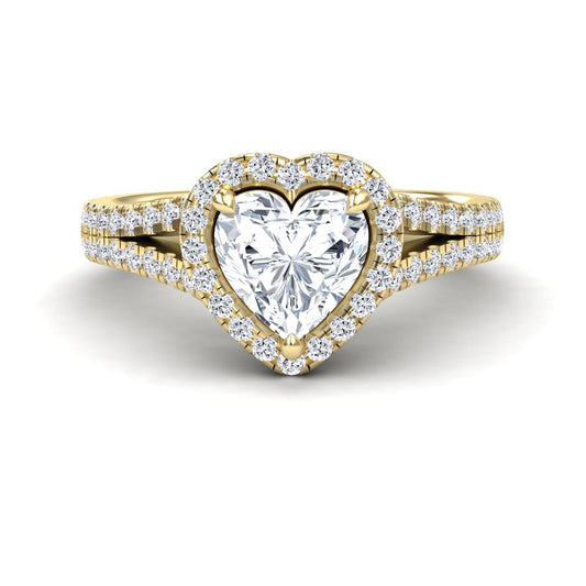 White Diamond Split Pave Shank Halo Engagement Ring - Zelin