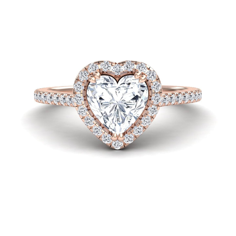 White diamond pave set halo engagement ring