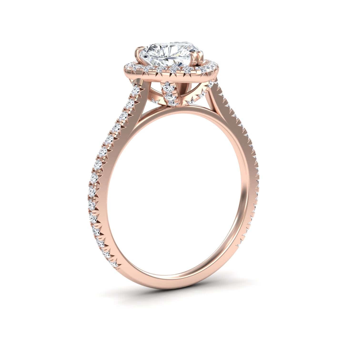 White Diamond Pave Set Halo Engagement Ring - Yulan