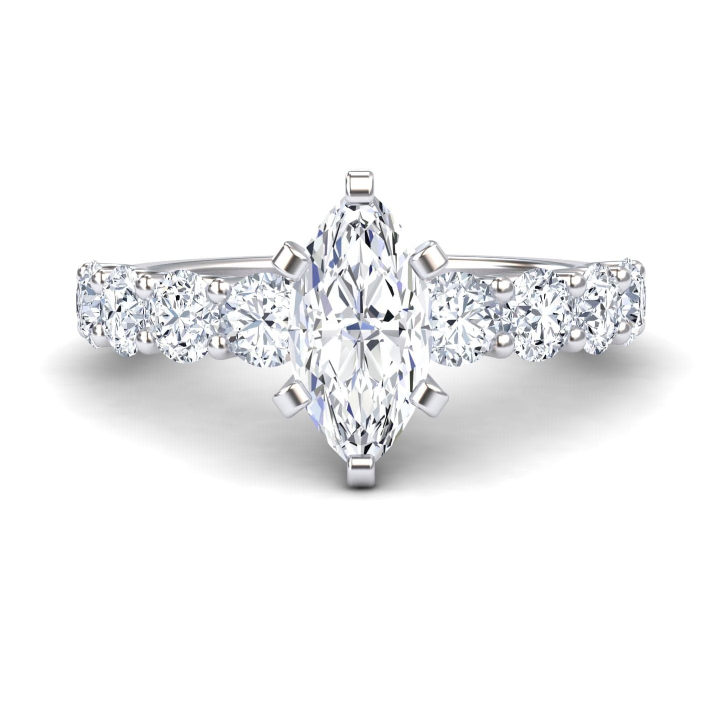 White Diamond Shared Prong Set Engagement Ring - Jayla
