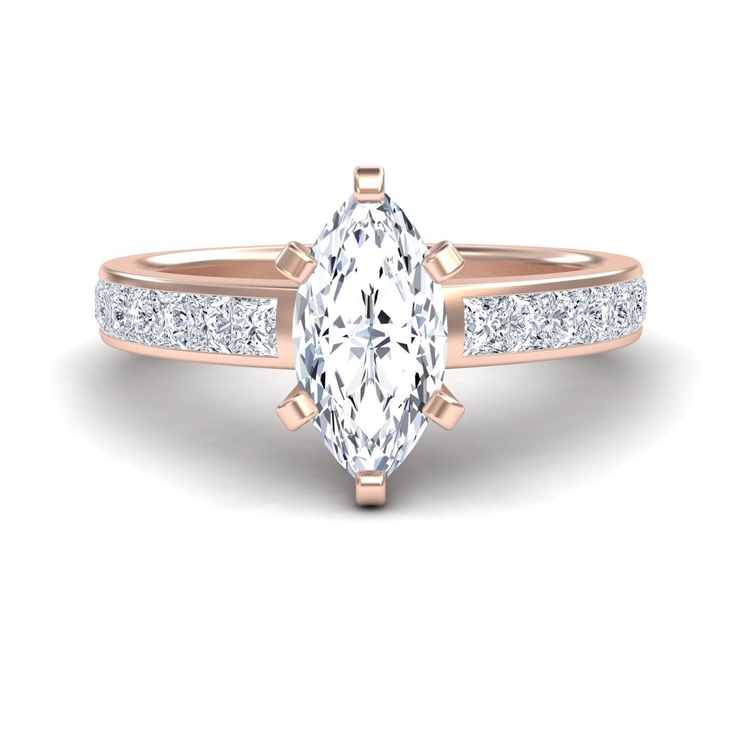 White Diamond Channel Set Engagement Ring - Yawen
