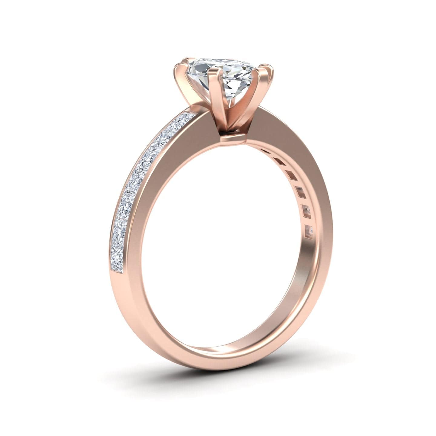 White Diamond Channel Set Engagement Ring - Yawen