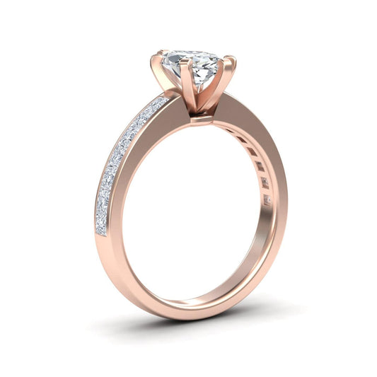 White Diamond Channel Set Engagement Ring - Yawen