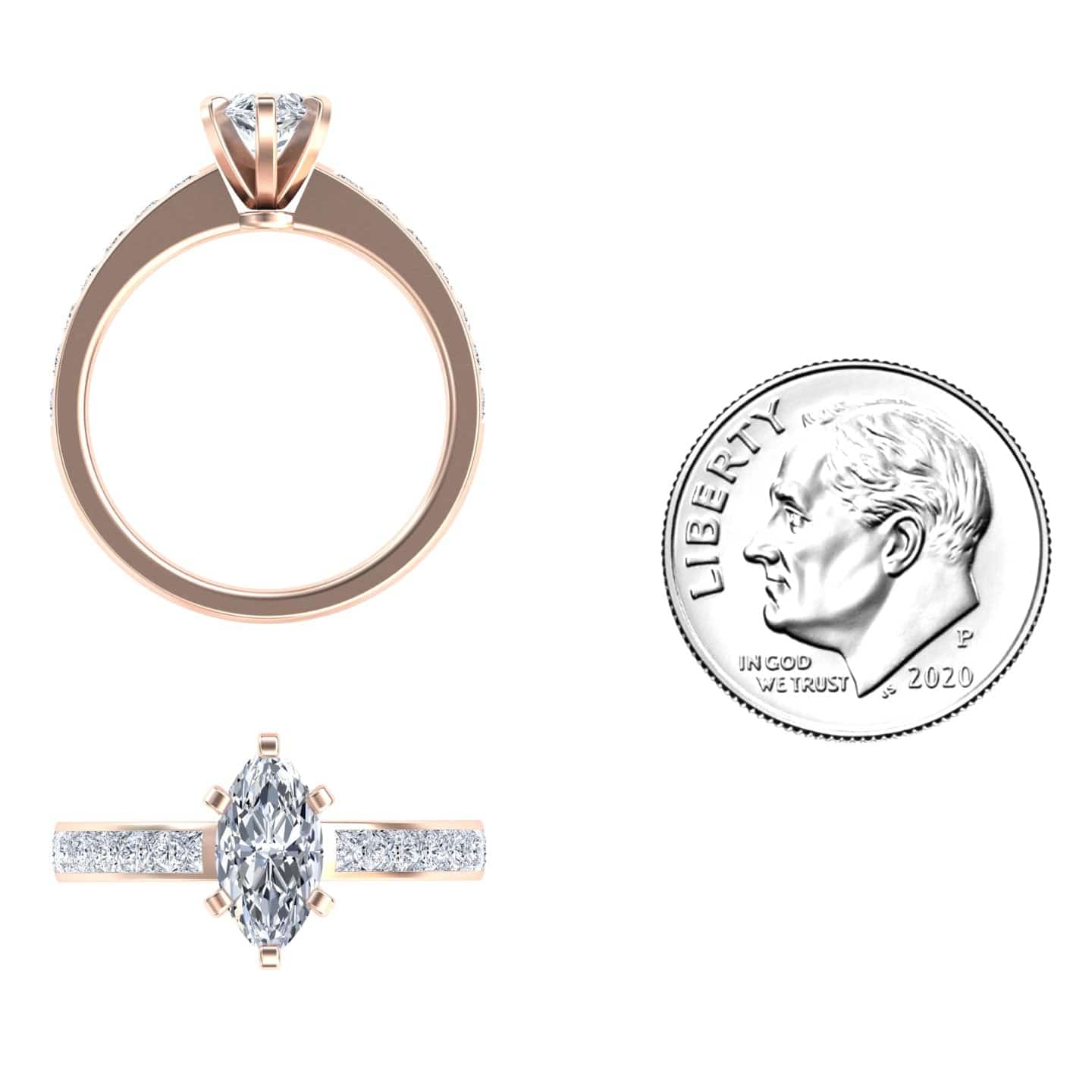 White Diamond Channel Set Engagement Ring - Yawen