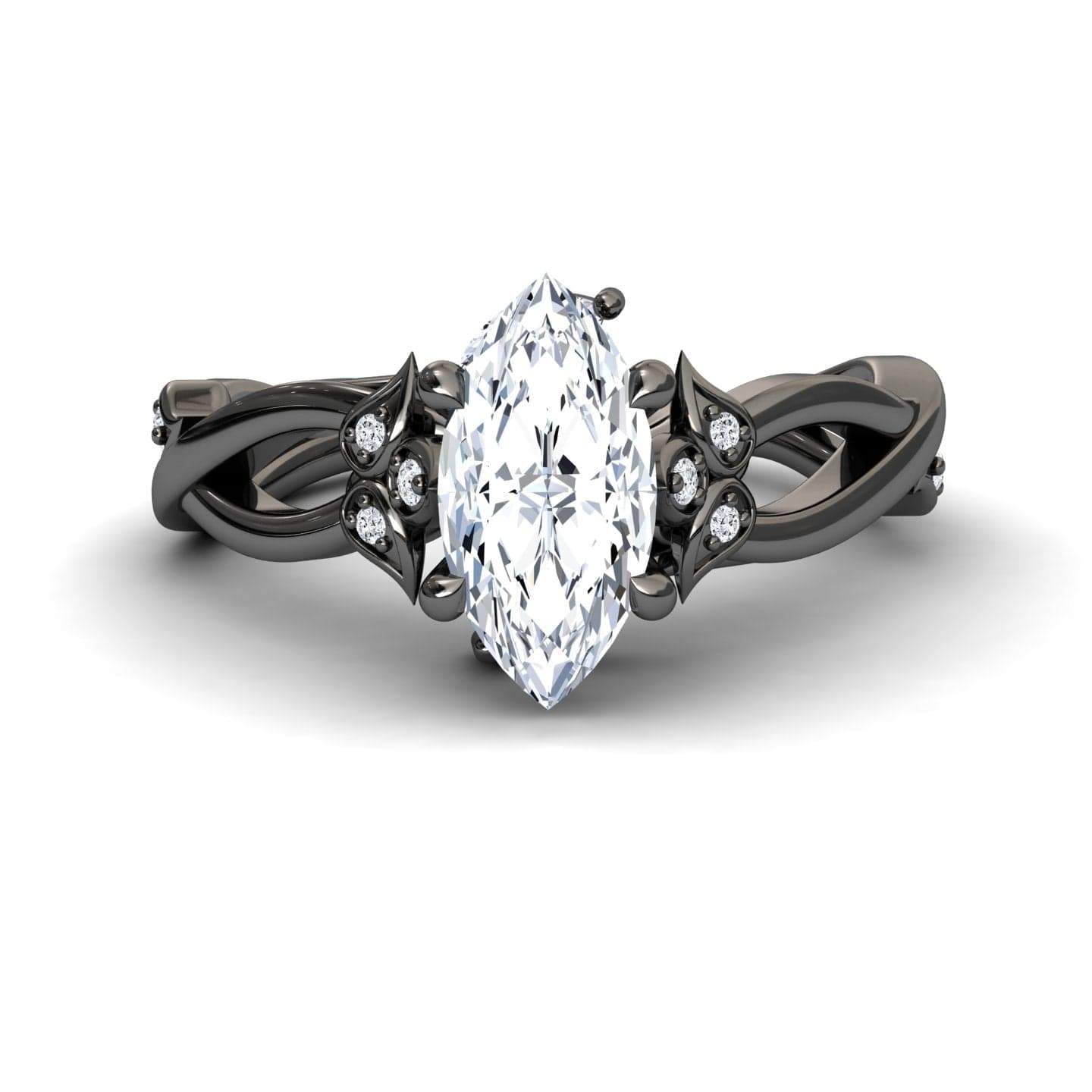 White Diamond Nature-Inspired Vine Engagement Ring - Zhongyi