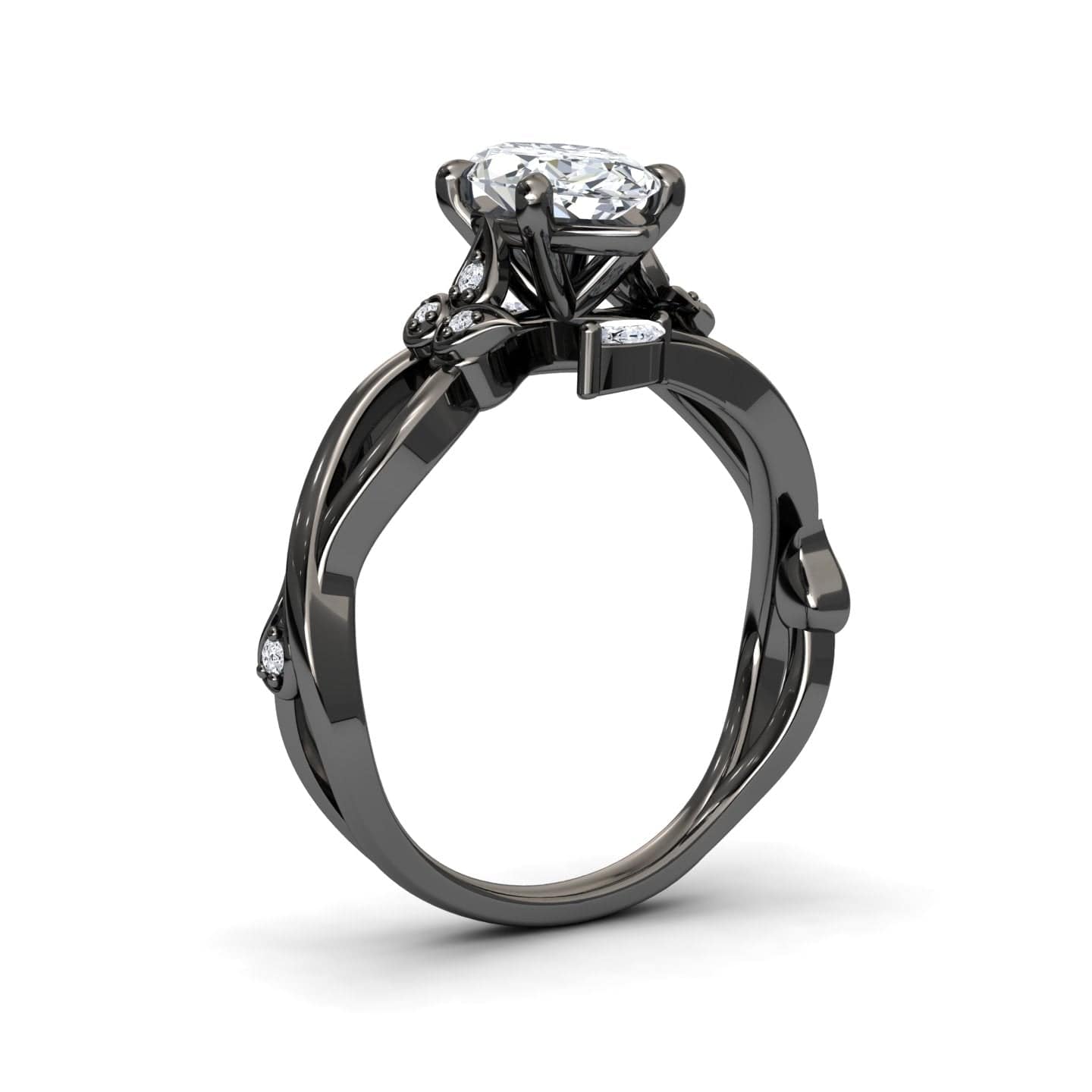 White Diamond Nature-Inspired Vine Engagement Ring - Zhongyi