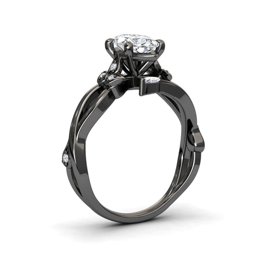 White Diamond Nature-Inspired Vine Engagement Ring - Zhongyi