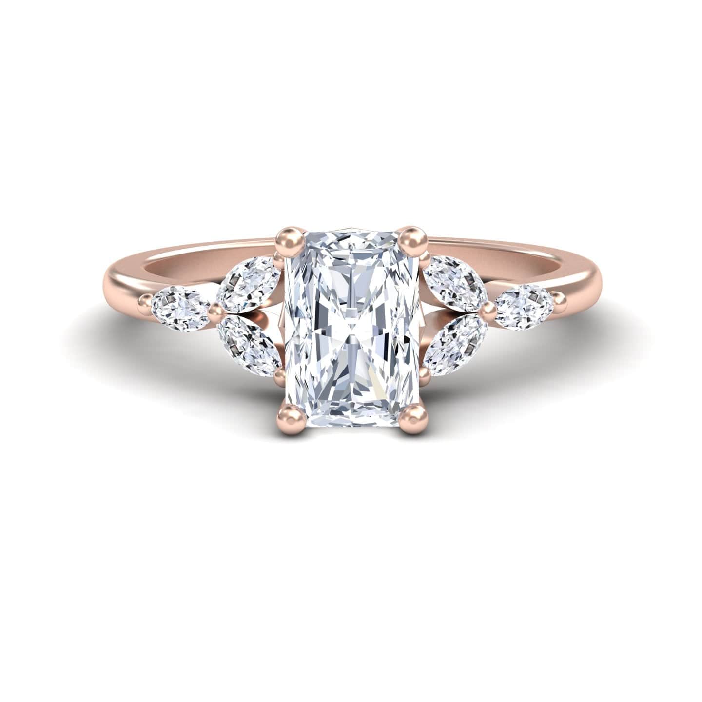 White Diamond Nature-Inspired Accented Engagement Ring - Alana