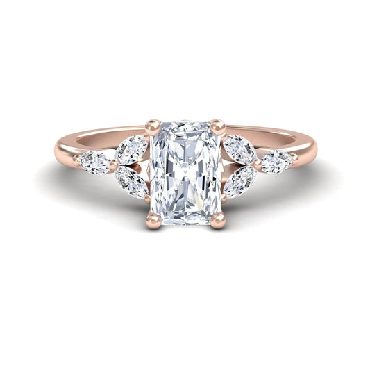 White Diamond Nature-Inspired Accented Engagement Ring - Alana