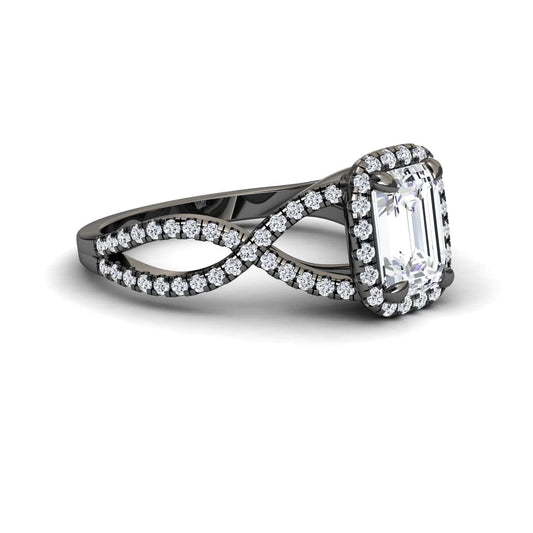 White Diamond Halo Twist Engagement Ring - Angelina