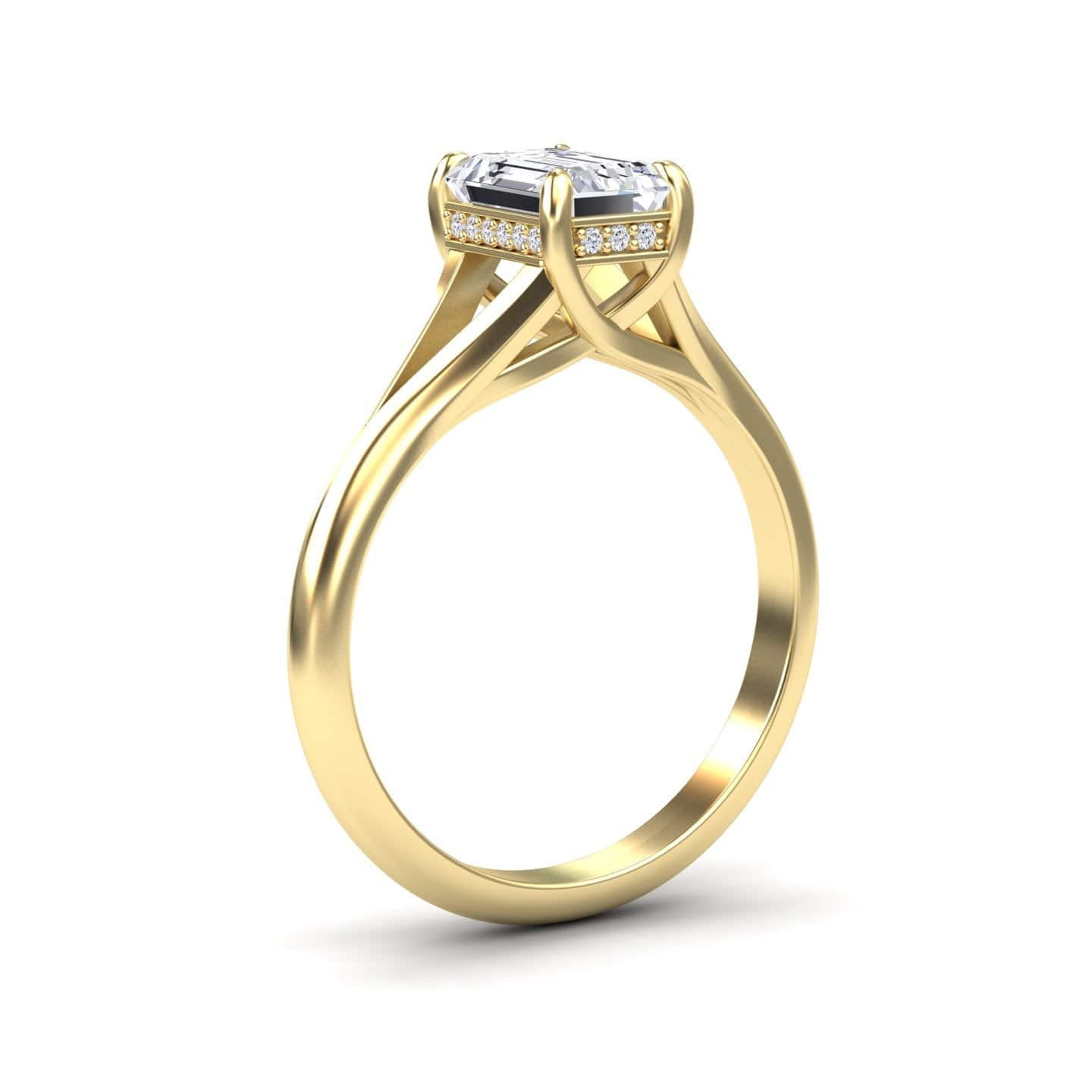 White Diamond Split Shank Hidden Halo Engagement Ring - Bethany