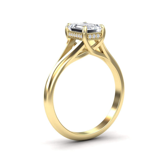White Diamond Split Shank Hidden Halo Engagement Ring - Bethany