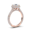 White Diamond Triple Row Pave Halo Engagement Ring - Leiyu