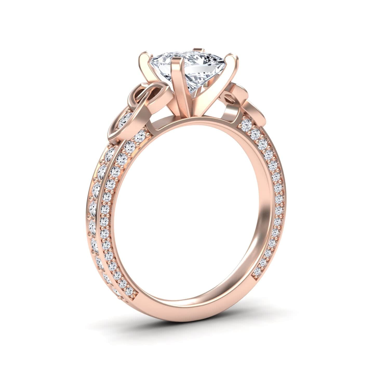 White Diamond Celtic Knot Pave Accented Engagement Ring - Robin