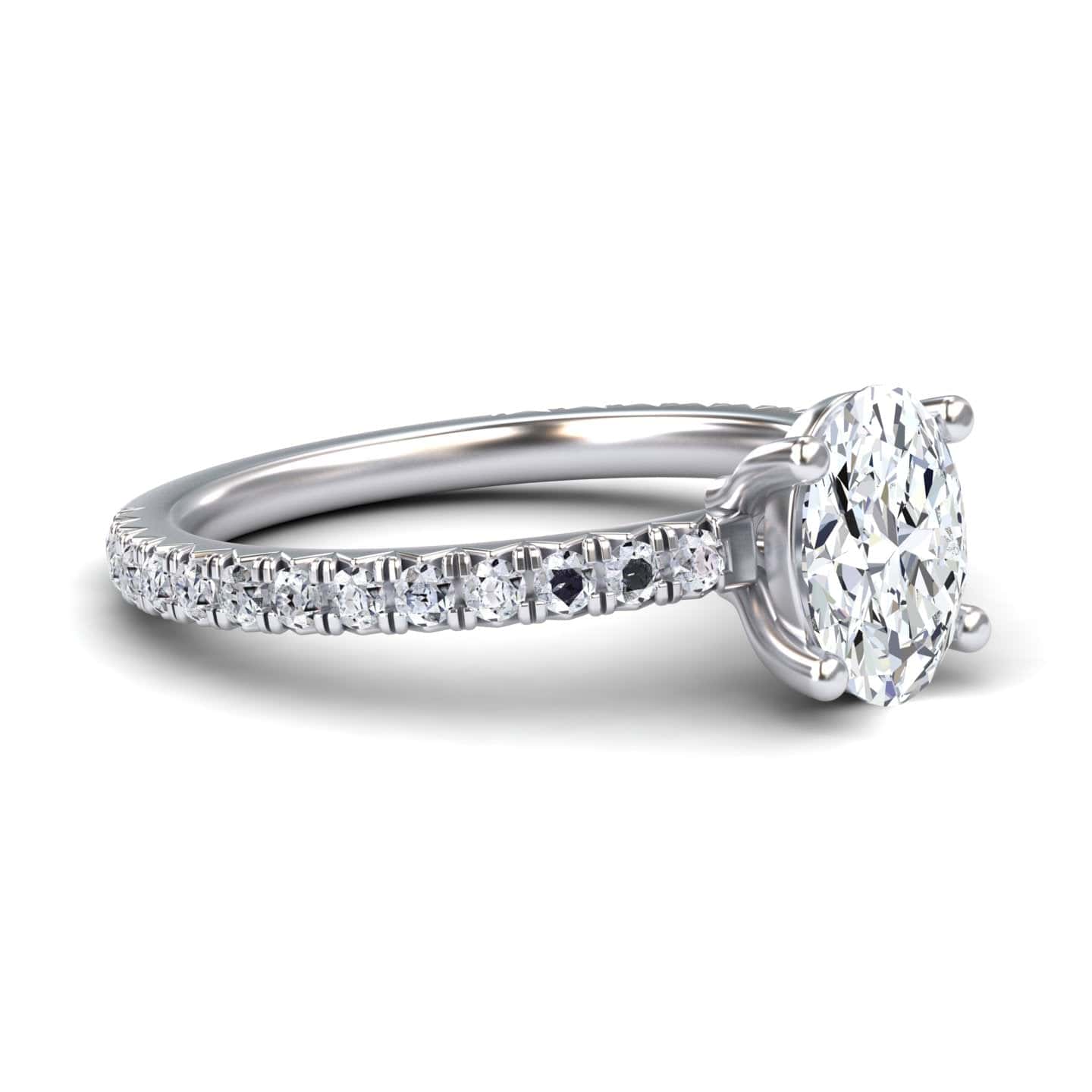 White Diamond Pave Set Solitaire Engagement Ring - Imogen