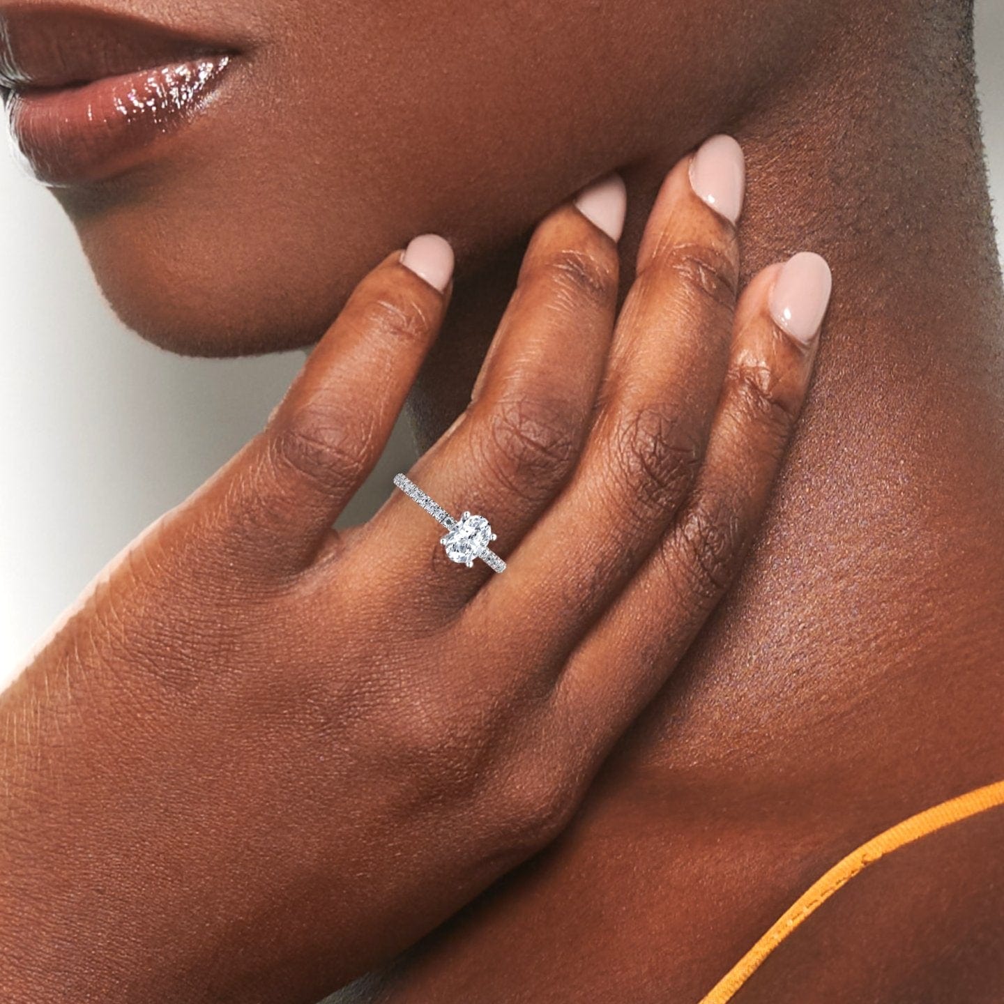 White Diamond Pave Set Solitaire Engagement Ring - Imogen