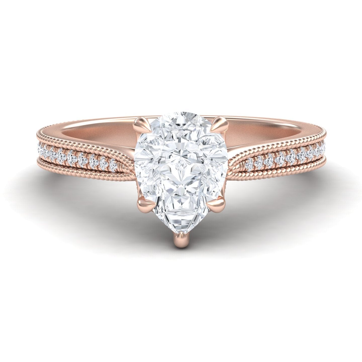White Diamond Vintage-Inspired Milgrain Engagement Ring - Holly