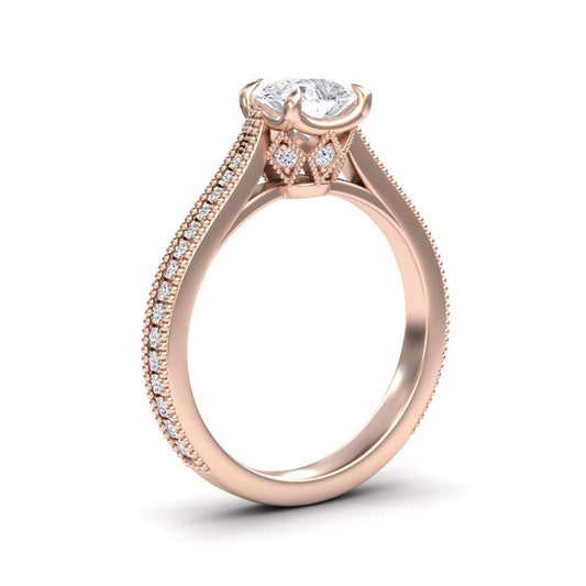 White Diamond Vintage-Inspired Milgrain Engagement Ring - Holly