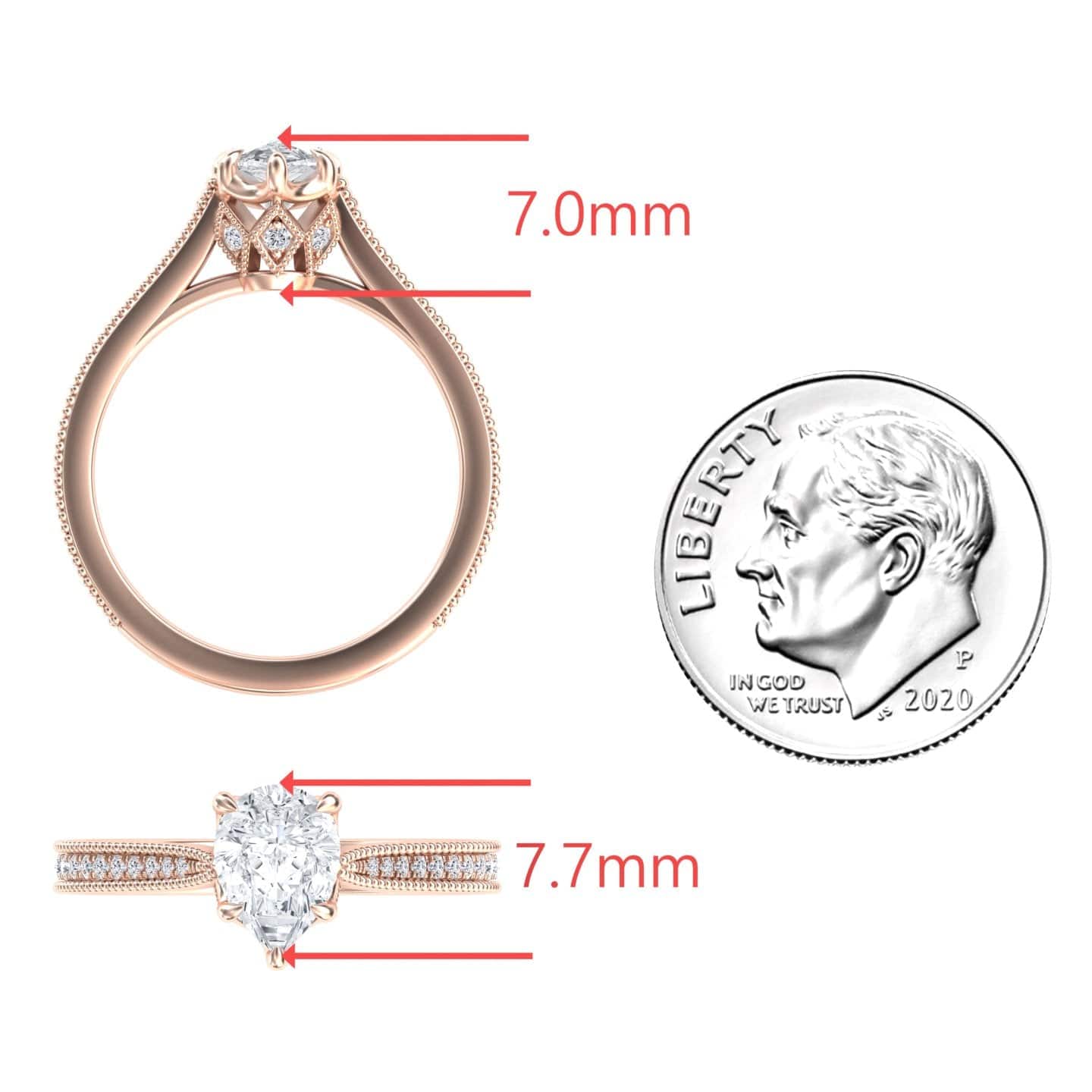 White Diamond Vintage-Inspired Milgrain Engagement Ring - Holly