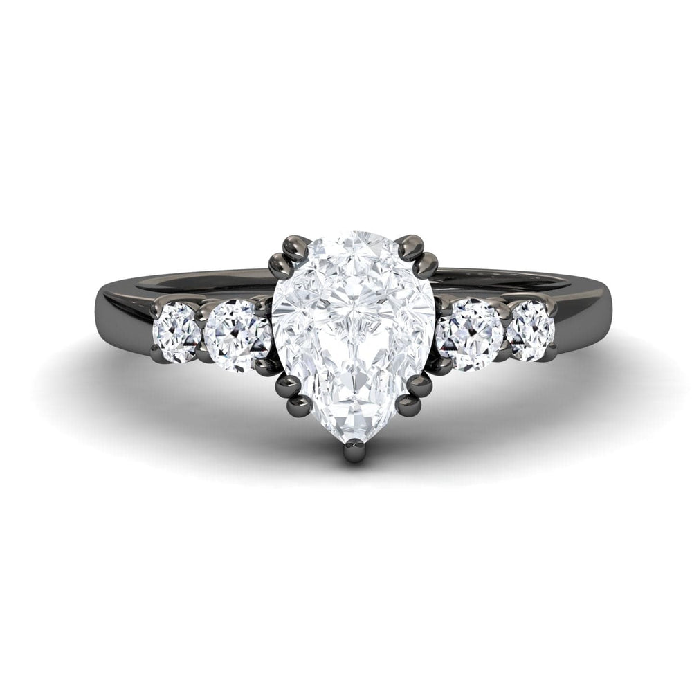 White diamond double prong five stone engagement ring