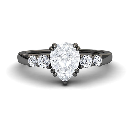 White Diamond Double Prong Five Stone Engagement Ring - Marilyn