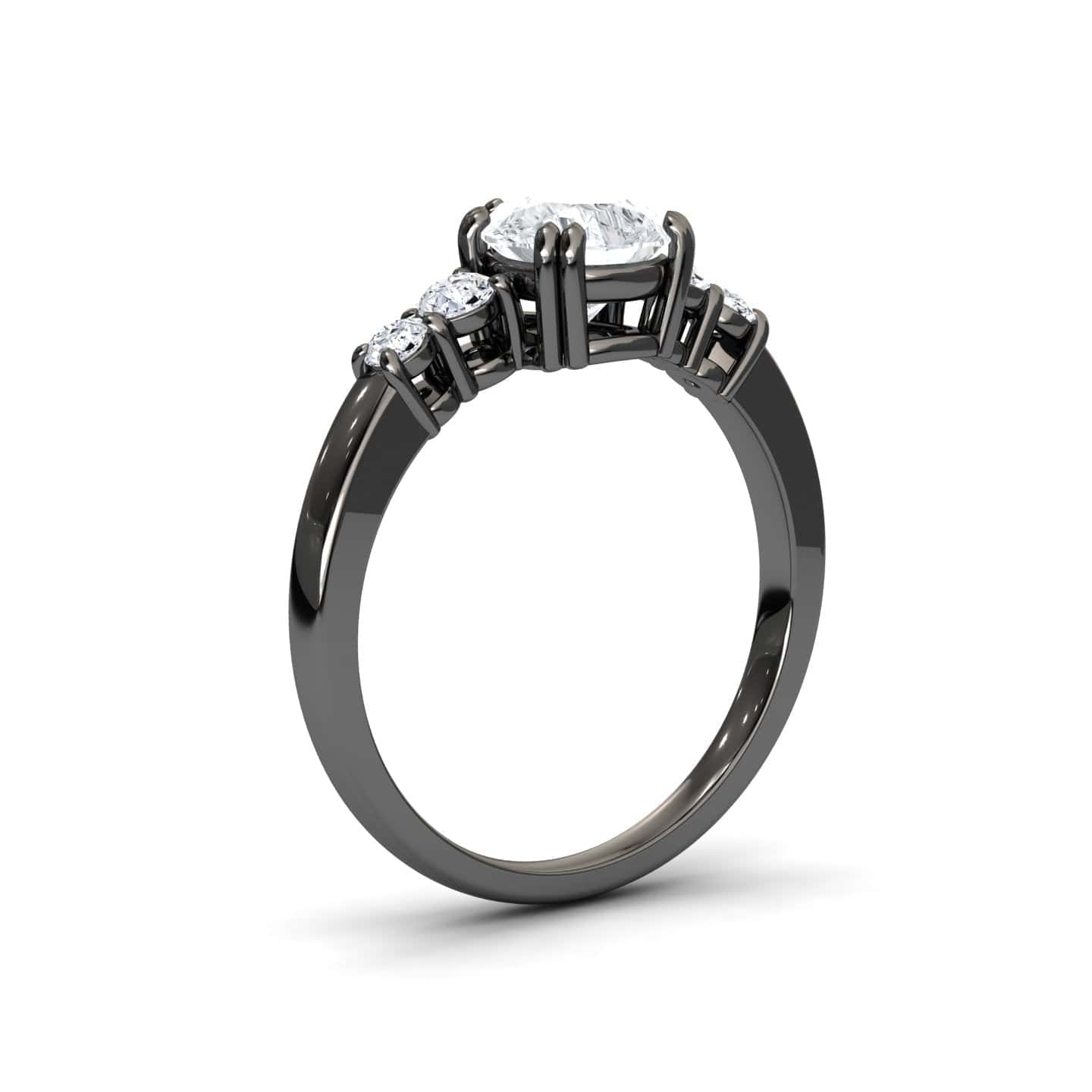 White Diamond Double Prong Five Stone Engagement Ring - Marilyn