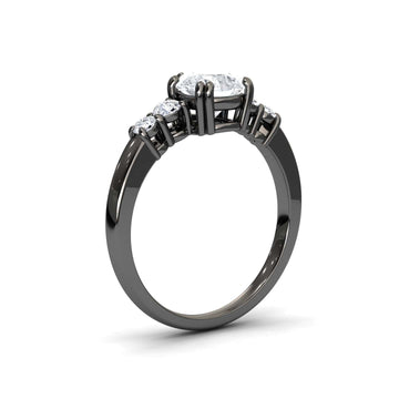White Diamond Double Prong Five Stone Engagement Ring - Marilyn