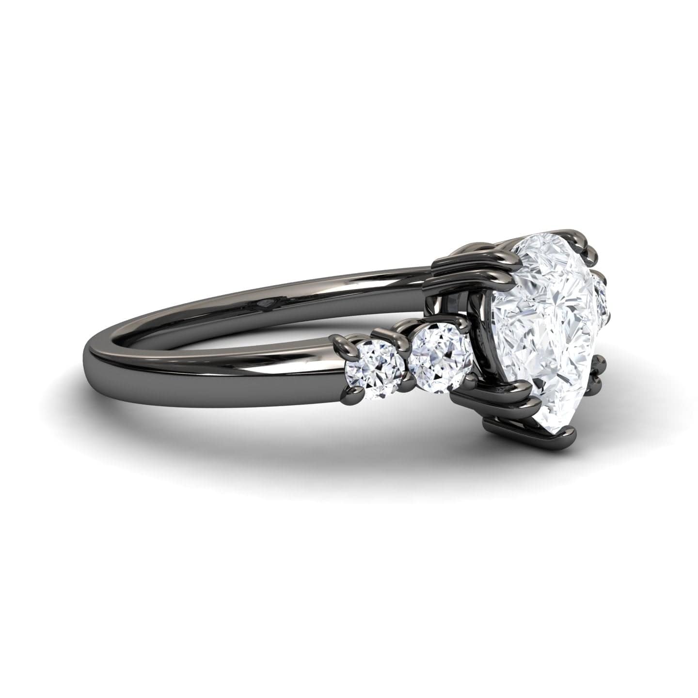 White Diamond Double Prong Five Stone Engagement Ring - Marilyn