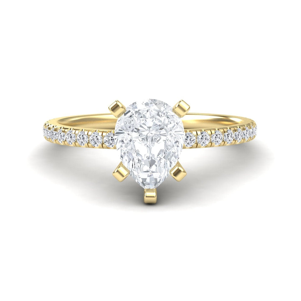 White diamond pave accent solitaire engagement ring