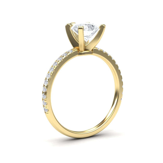 White Diamond Pave Accent Solitaire Engagement Ring - Janet