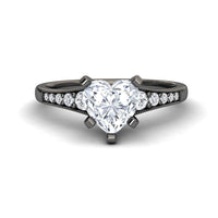 White Diamond Pave Accent & Milgrain Engagement Ring - Yuming