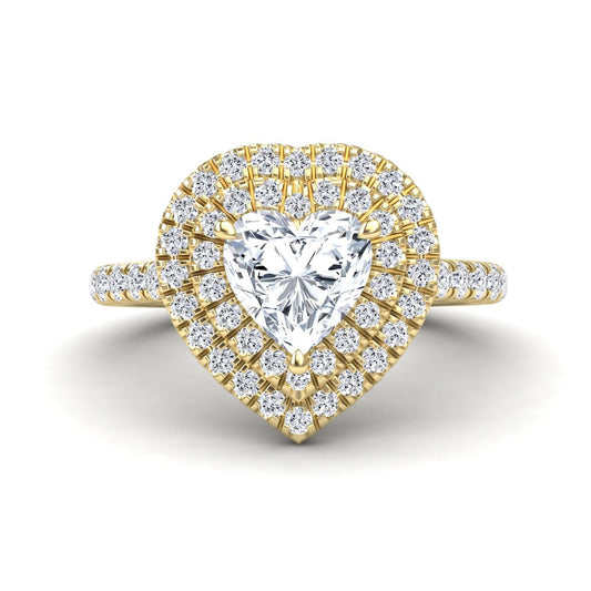 White Diamond Pave Double Halo Engagement Ring - Kate