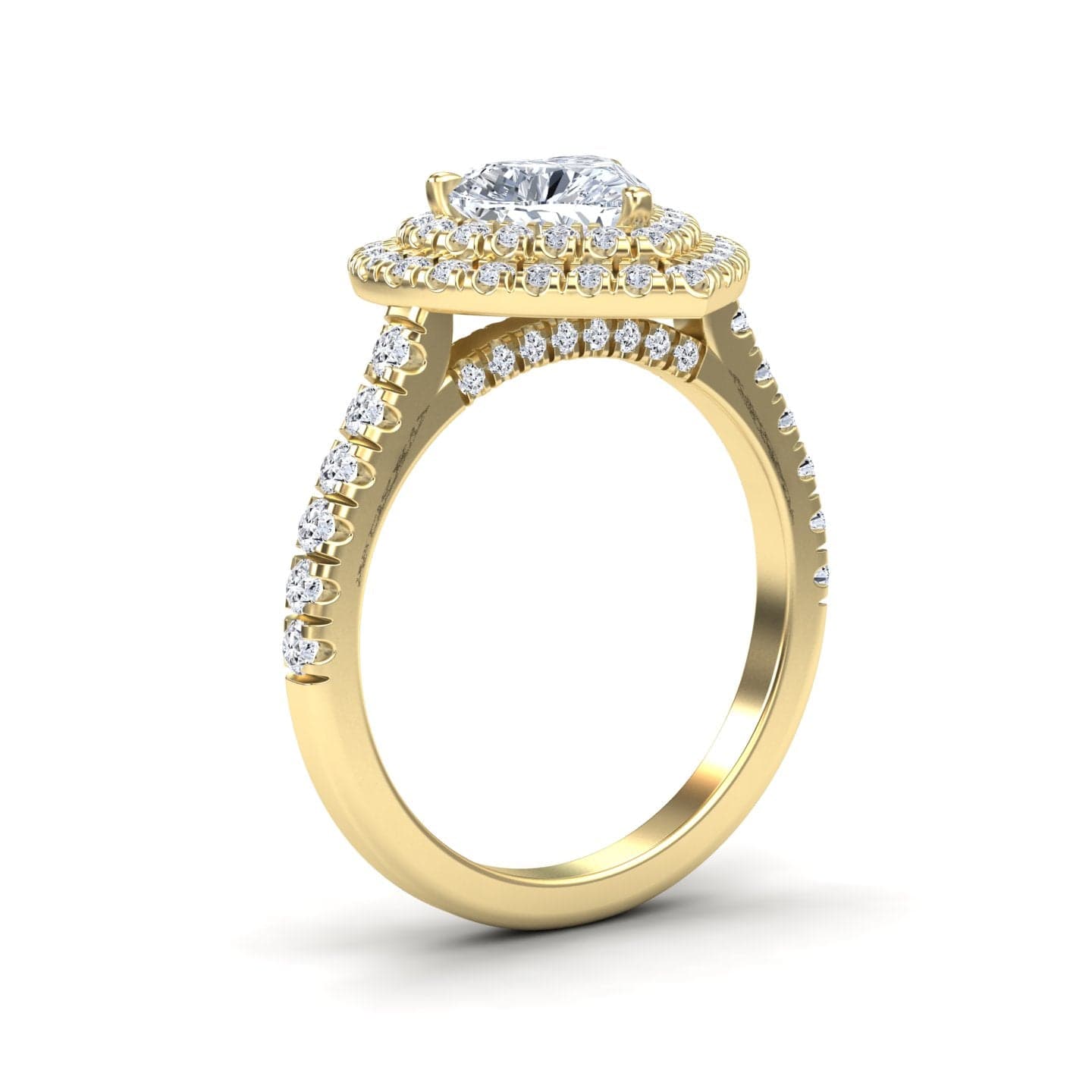 White Diamond Pave Double Halo Engagement Ring - Kate