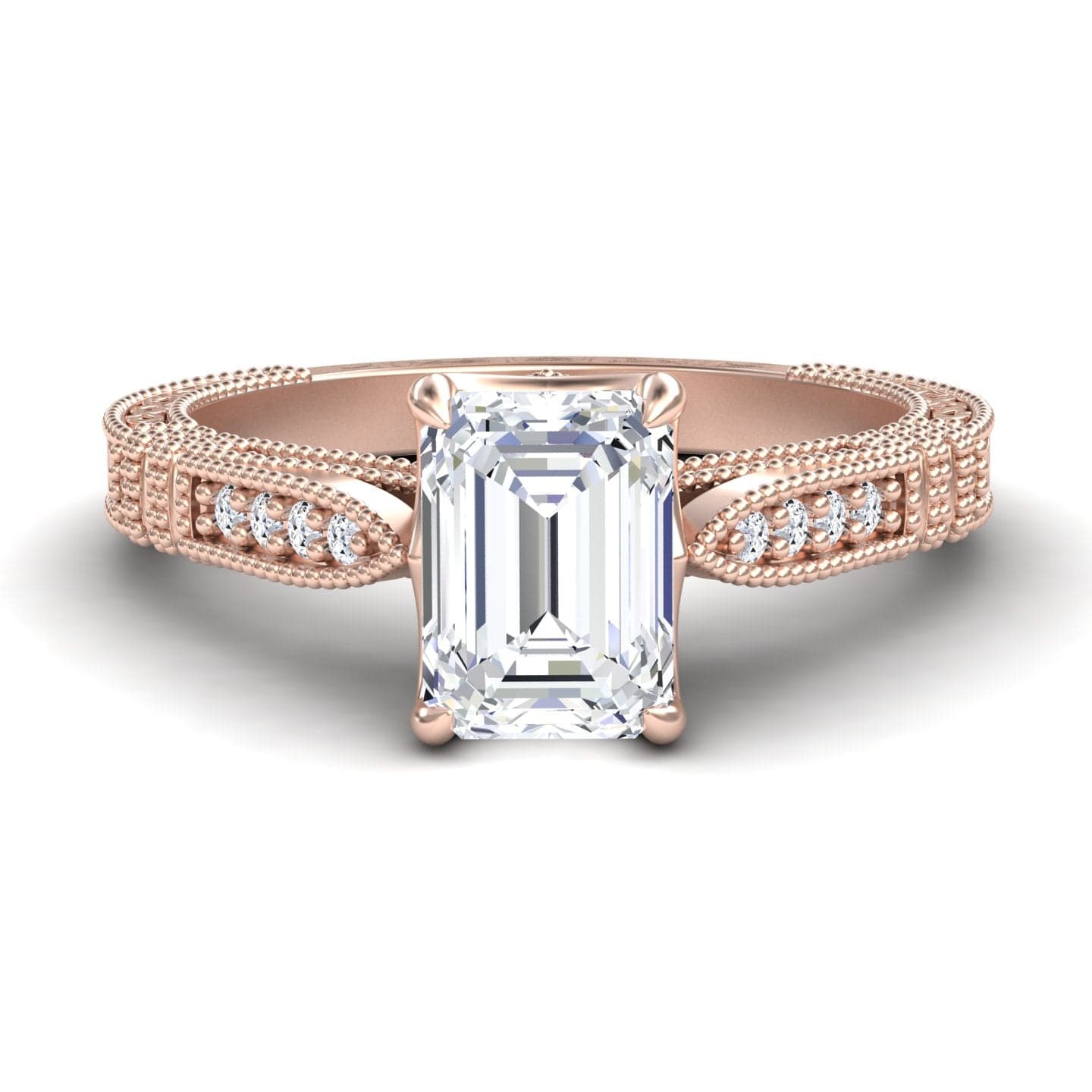 White Diamond Vintage Milgrain Filigree Engagement Ring - Meiying