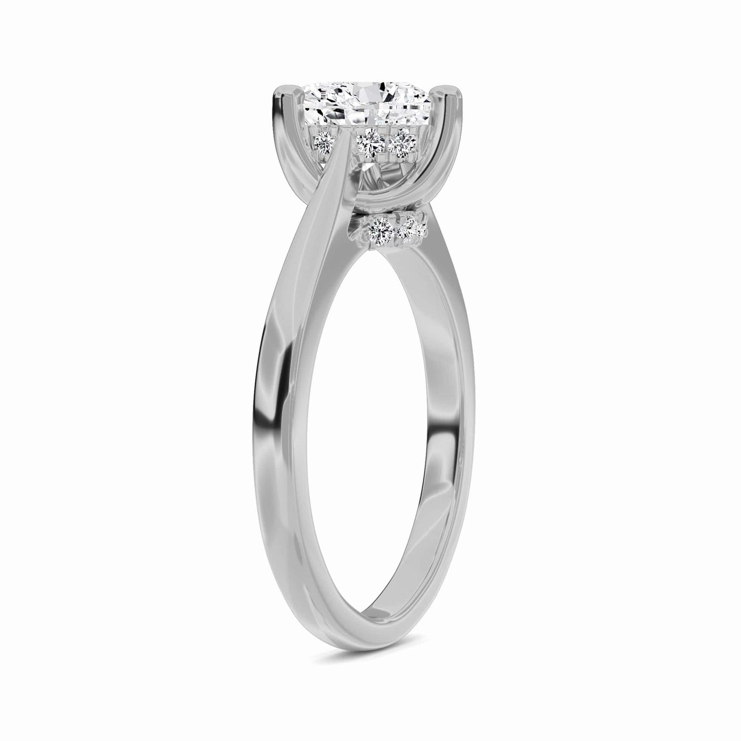 White Diamond Hidden Accent Engagement Ring - Wren