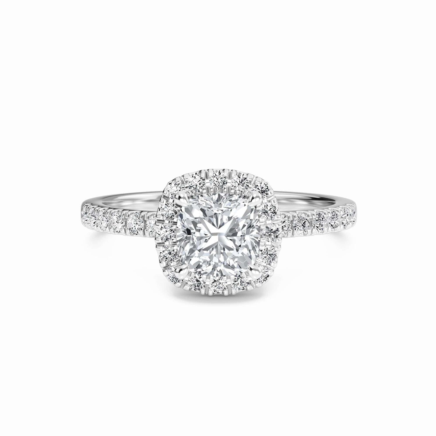 White Diamond Hidden Gallery Halo Engagement Ring - Samaira