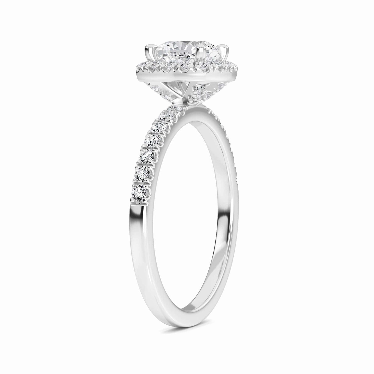 White Diamond Hidden Gallery Halo Engagement Ring - Samaira