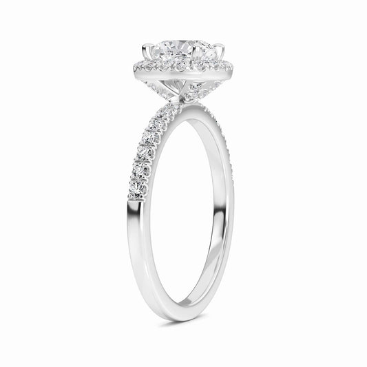 White Diamond Hidden Gallery Halo Engagement Ring - Samaira