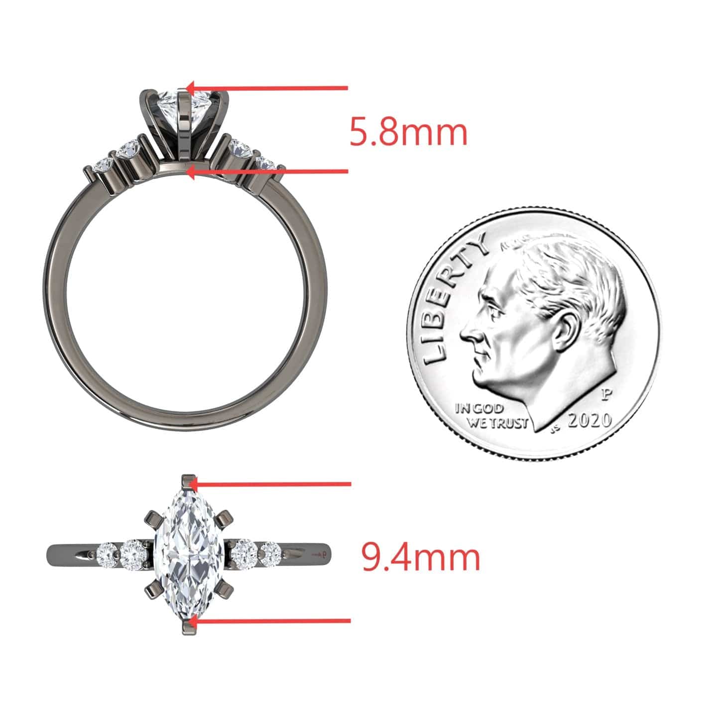 White Diamond Classic Five Stone Engagement Ring - Zariah