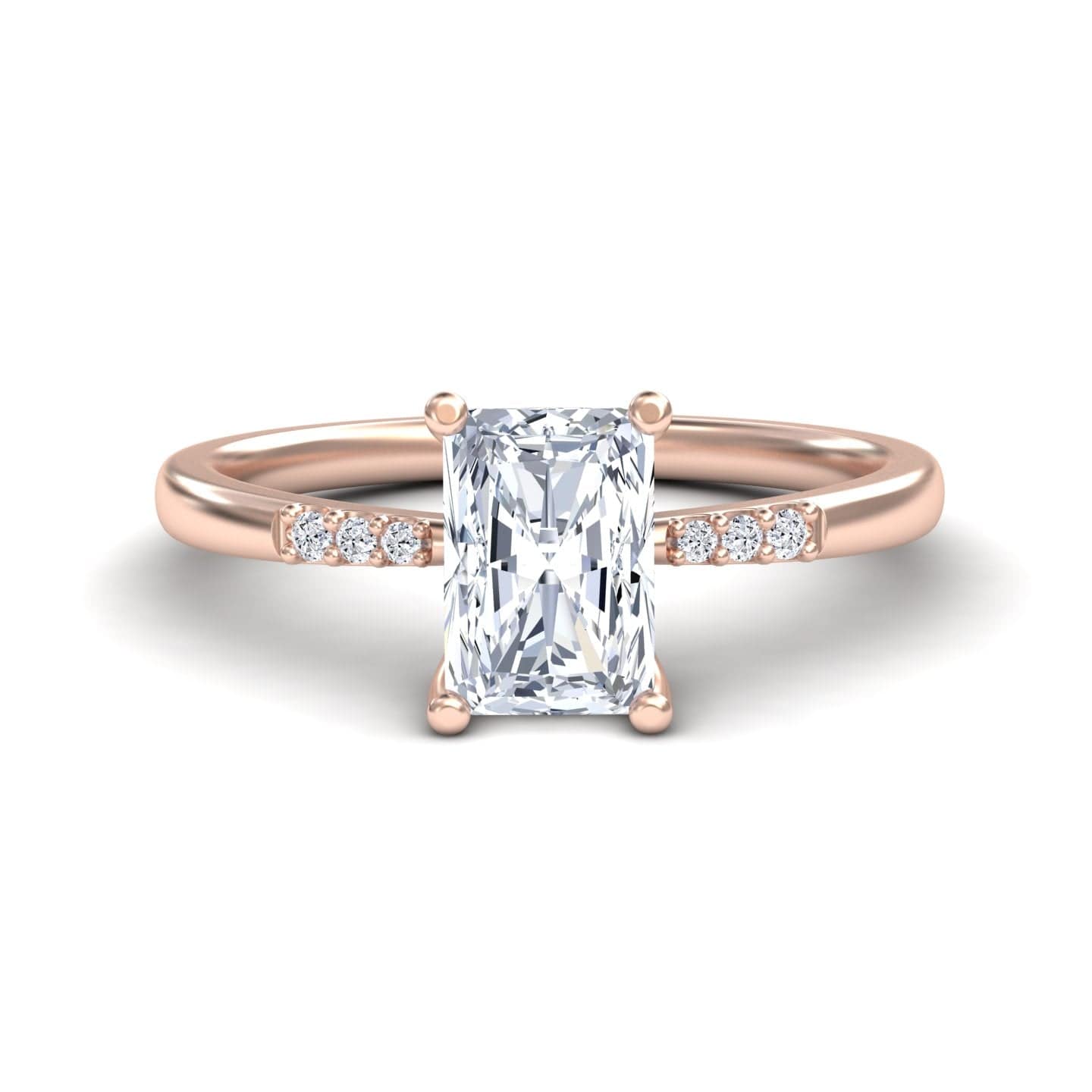 White Diamond Minimalist Pave-Accent Solitaire Engagement Ring - Maisie