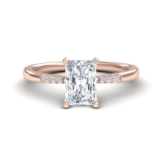 White Diamond Minimalist Pave-Accent Solitaire Engagement Ring - Maisie