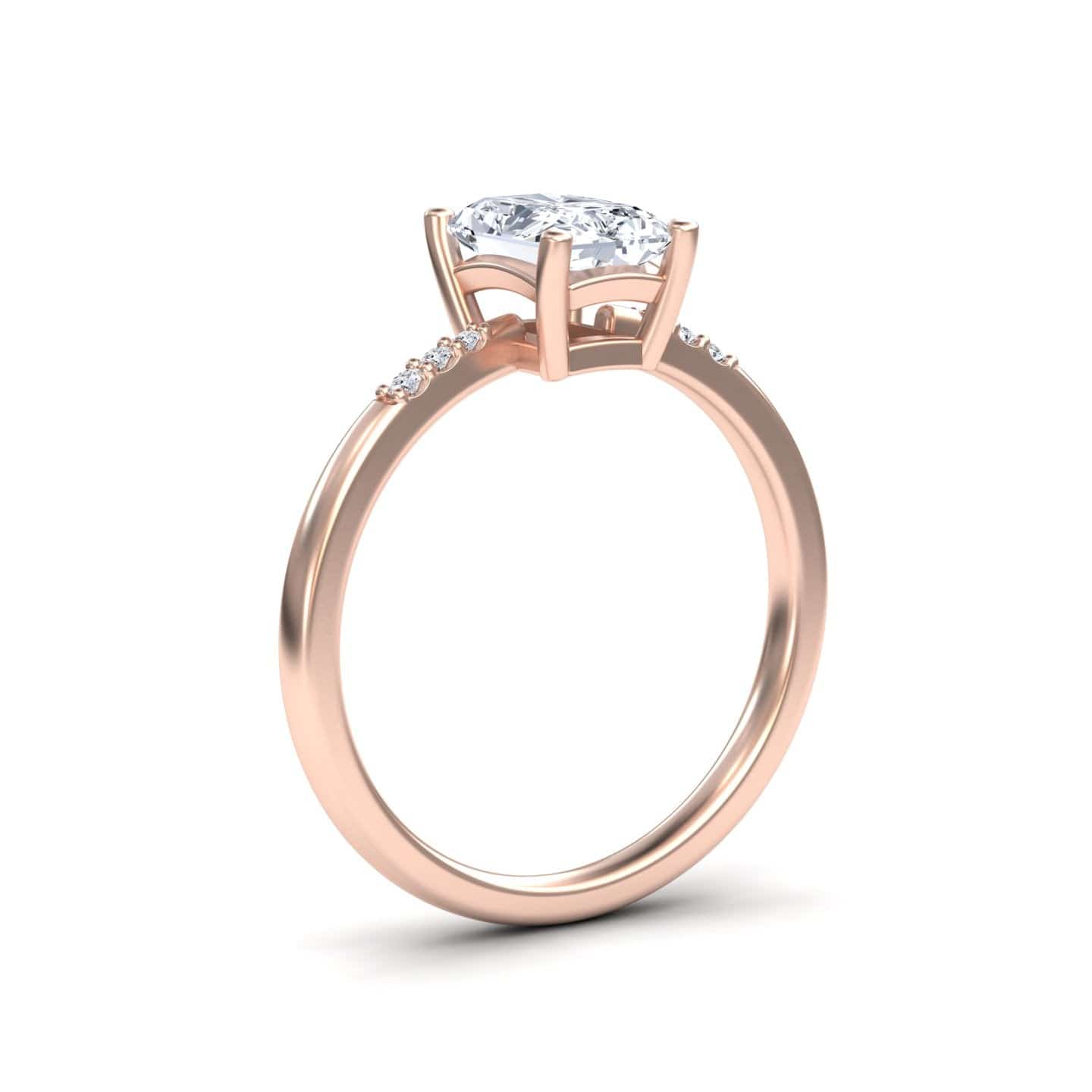 White Diamond Minimalist Pave-Accent Solitaire Engagement Ring - Maisie