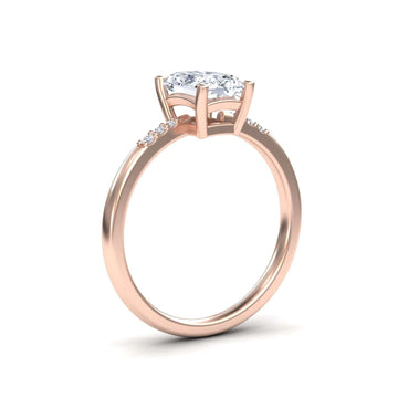 White Diamond Minimalist Pave-Accent Solitaire Engagement Ring - Maisie