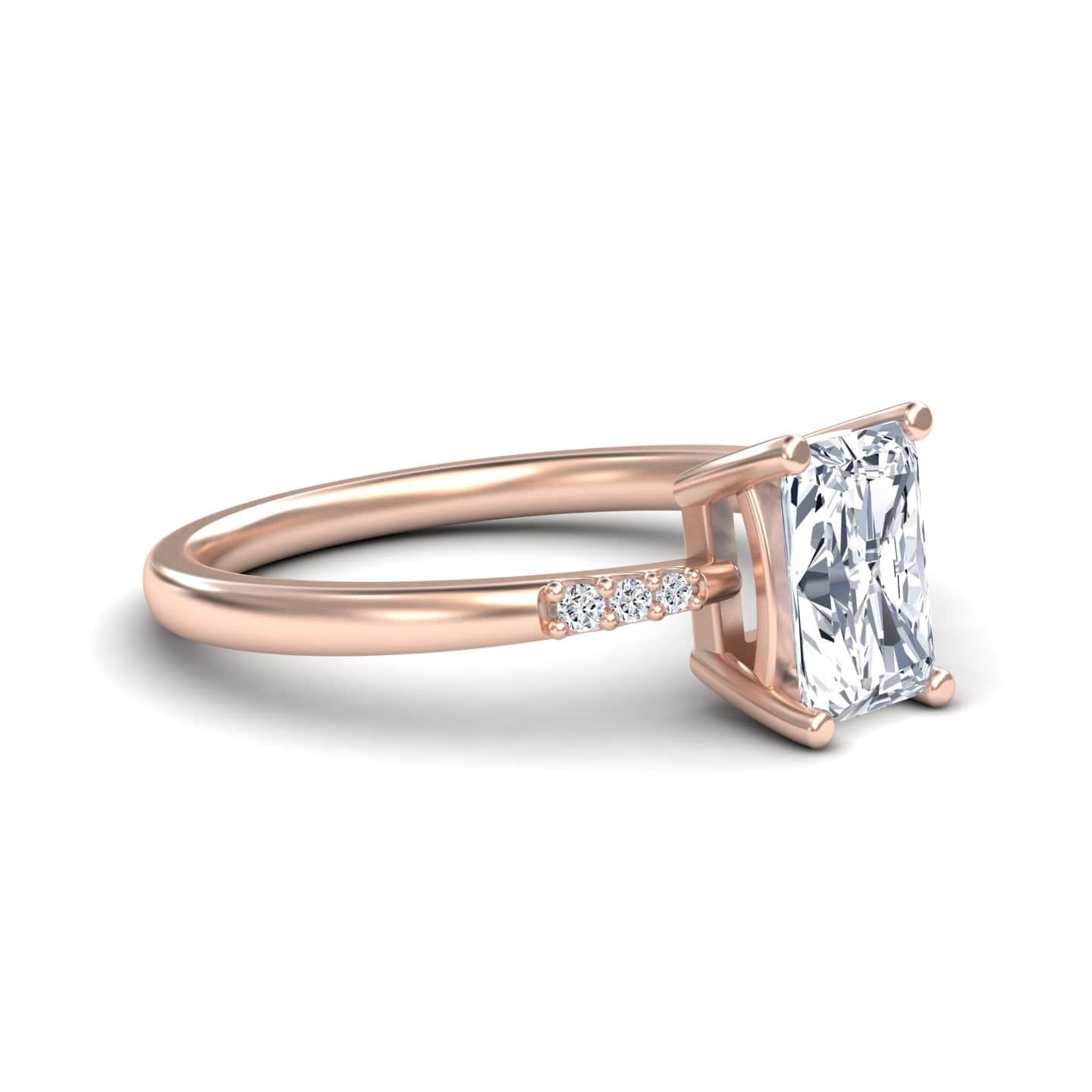 White Diamond Minimalist Pave-Accent Solitaire Engagement Ring - Maisie