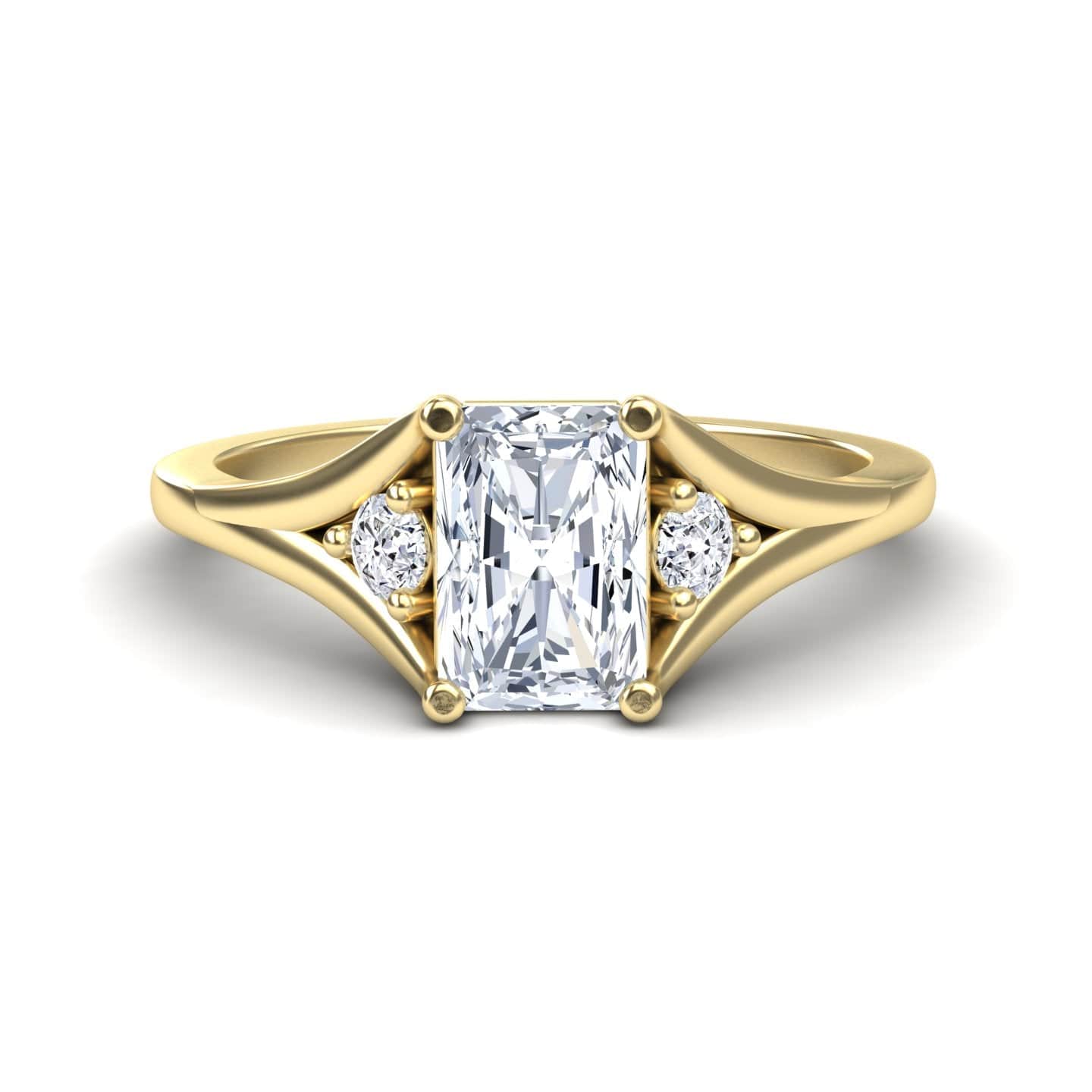 White Diamond Elegant Minimalist Three-Stone Engagement Ring - Jieyu