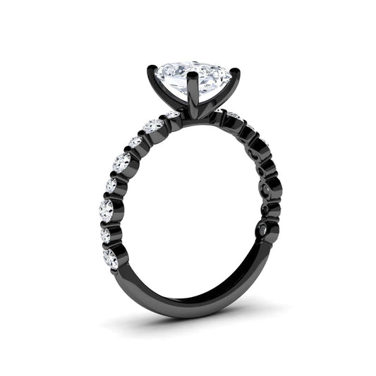 White Diamond with Graduated Accent Stones Solitaire Engagement Ring - Fuxin
