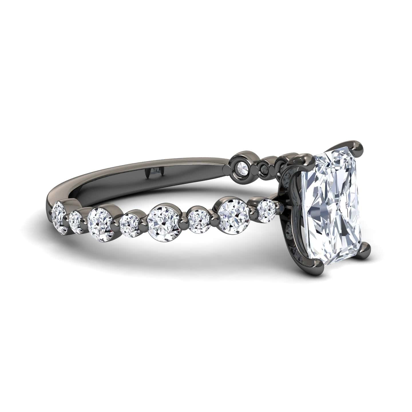 White Diamond with Graduated Accent Stones Solitaire Engagement Ring - Fuxin