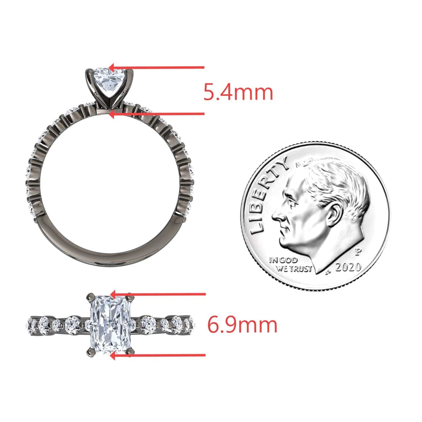 White Diamond with Graduated Accent Stones Solitaire Engagement Ring - Fuxin